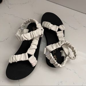 Double Strap Teva-like Sandals Black White